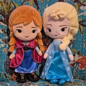 Disney Frozen Plush Dolls - Anna and Elsa (13 Inches Tall)